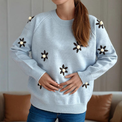 Damen Pullover Floral Lässiger Schnitt