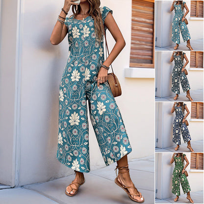 Damen Jumpsuit Floral Hochbein Norvielle - Norvielle
