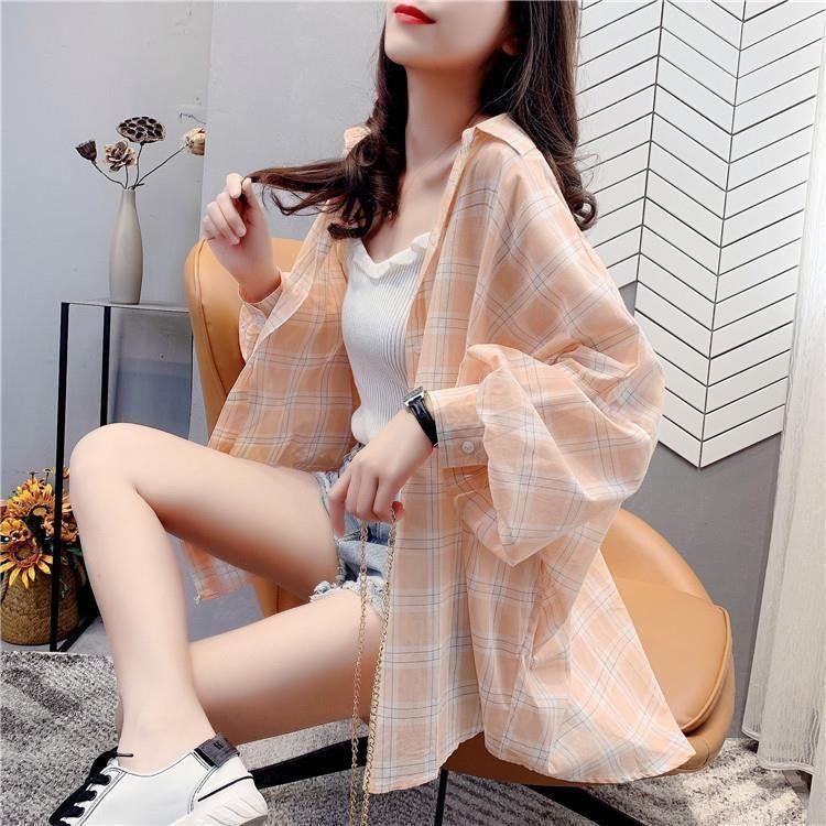 Damen Karo-Hemdbluse Weite Schnitt Norvielle