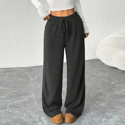 Damen Strickhosen Weites Bein Elastischer Bund Norvielle