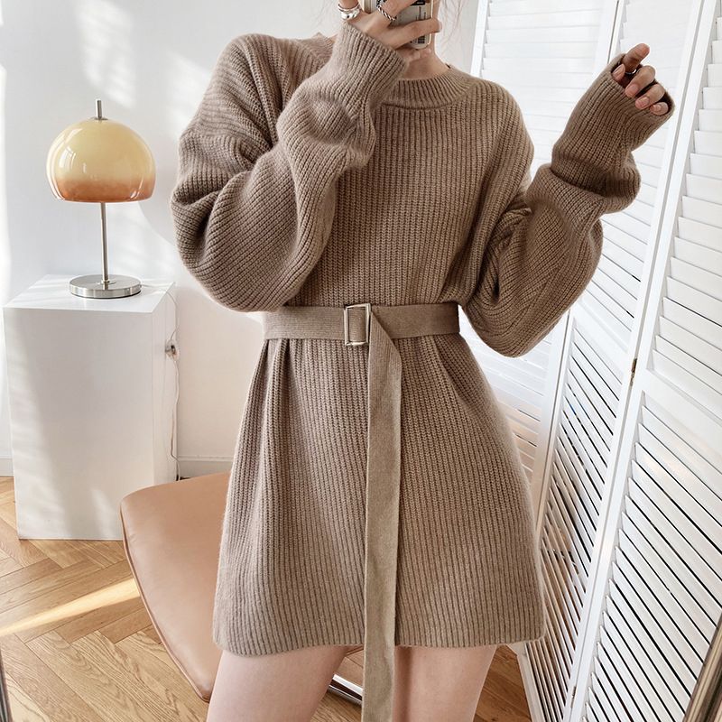 Damen Strickpullover mit Gürtel Norvielle