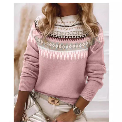 Damen Pullover Skandinavisches Strickmuster Verspielt Multicolor - Norvielle