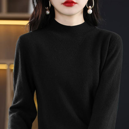 Damen Pullover Feinripp mit hohem Kragen Elegantes Design