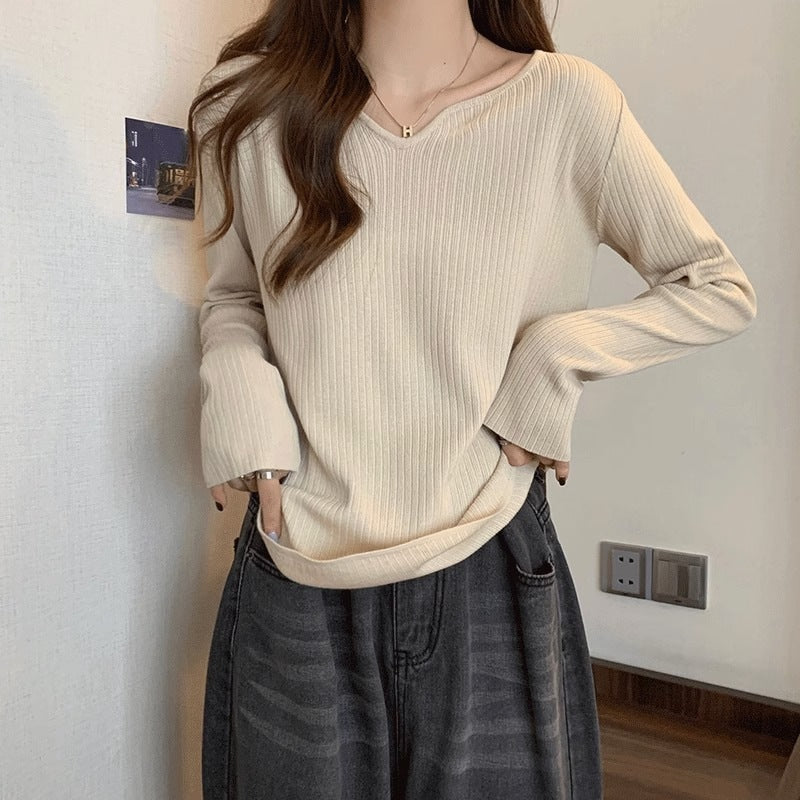 Damen Langarmshirt Feine Rippstruktur Norvielle