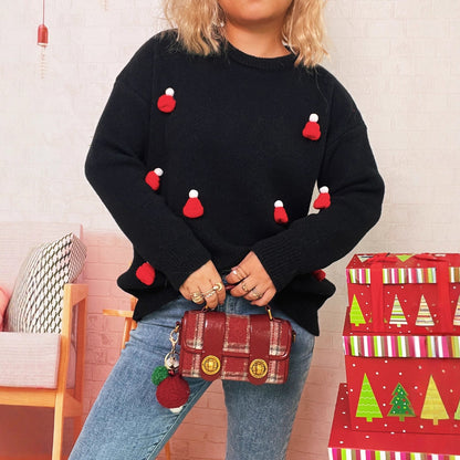 Damen Weihnachtspullover Kuschelfleece Festliche Applikationen - Norvielle