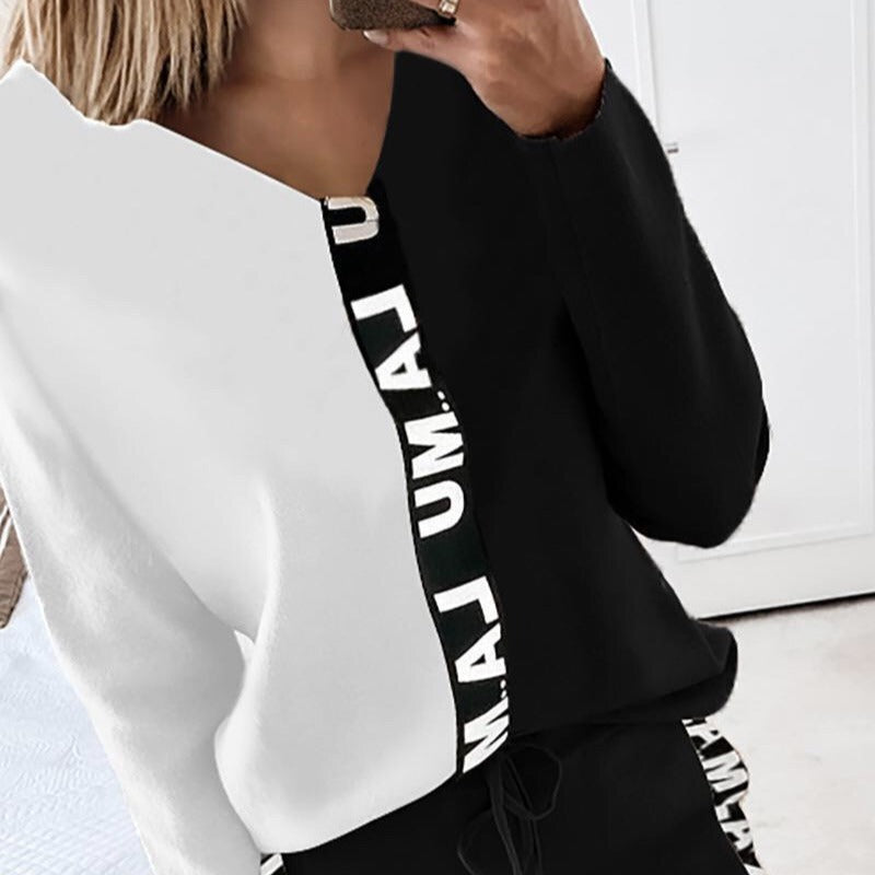 Damen Sportanzug Elastisch Farbblockdesign