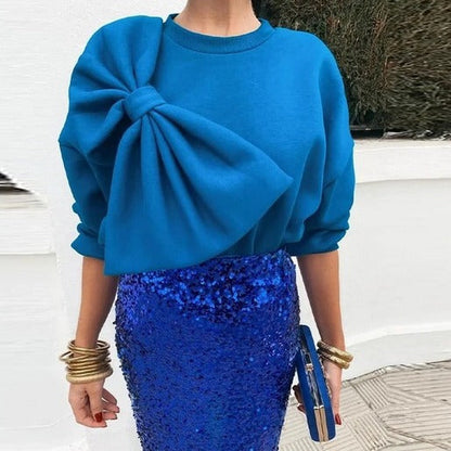 Damen Pullover Übergroßes Schleifendetail Norvielle
