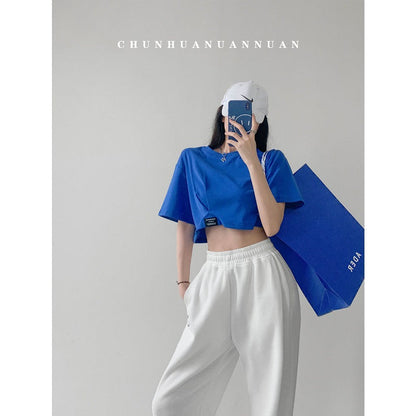Damen Cropped Oberteil Elastisch Lässiger Schnitt Norvielle