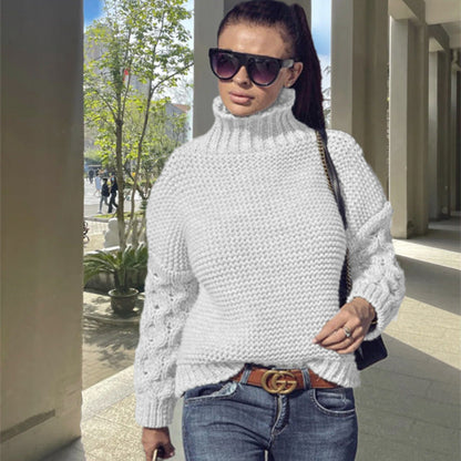 Damen Grobstrickpullover Hochkragen Strukturoptik Norvielle