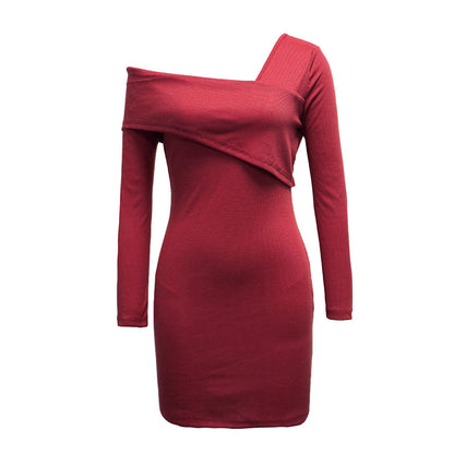 Damen Asymmetrisches Mini-Kleid mit langen Ärmeln Norvielle