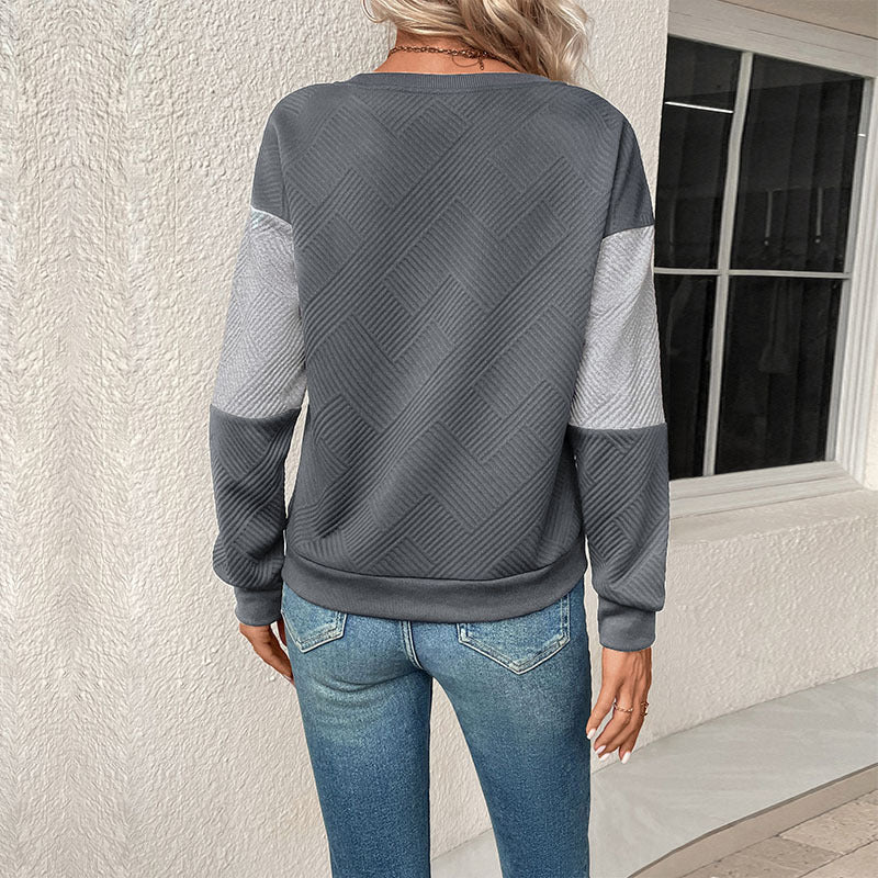 Damen Sweatshirt Blockstreifen Rundhals Norvielle