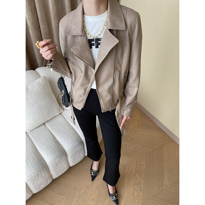 Damen Bikerjacke Kunstleder Tailliert
