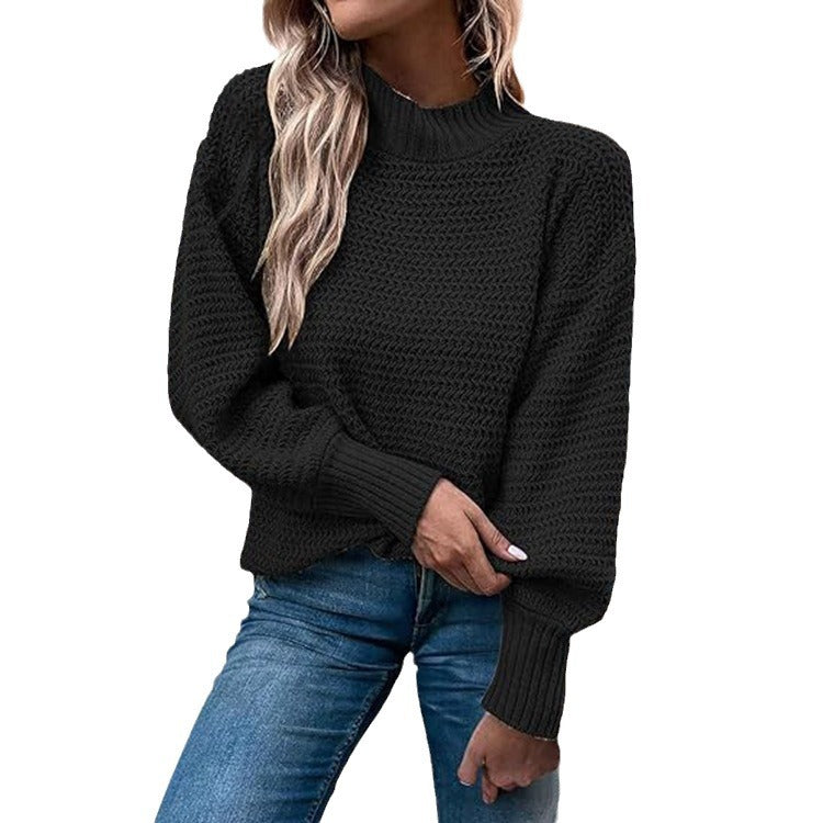 Damen Strickpullover Hochkragen Strukturmasche Norvielle