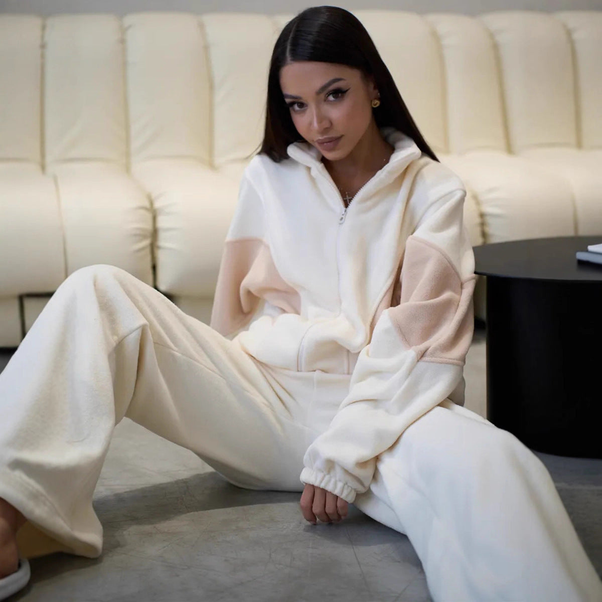 Damen Loungewear-Set Hochkragen Weite Ärmel Norvielle