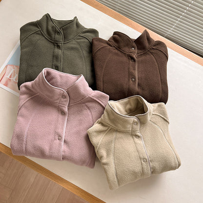 Damen Fleecejacke Hochkragen Druckknöpfe Norvielle