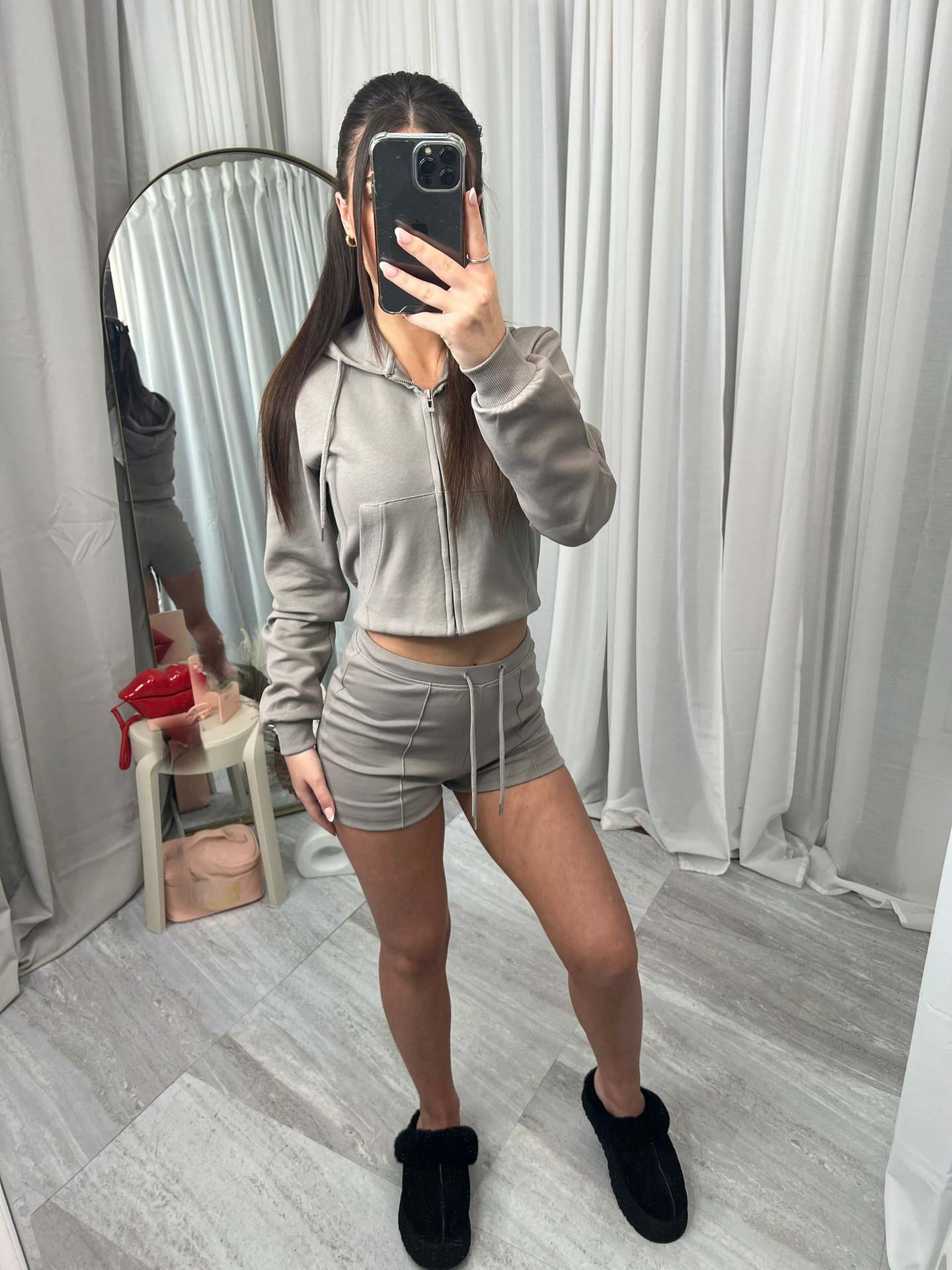 Damen Sportliches Kurzset mit Kapuze