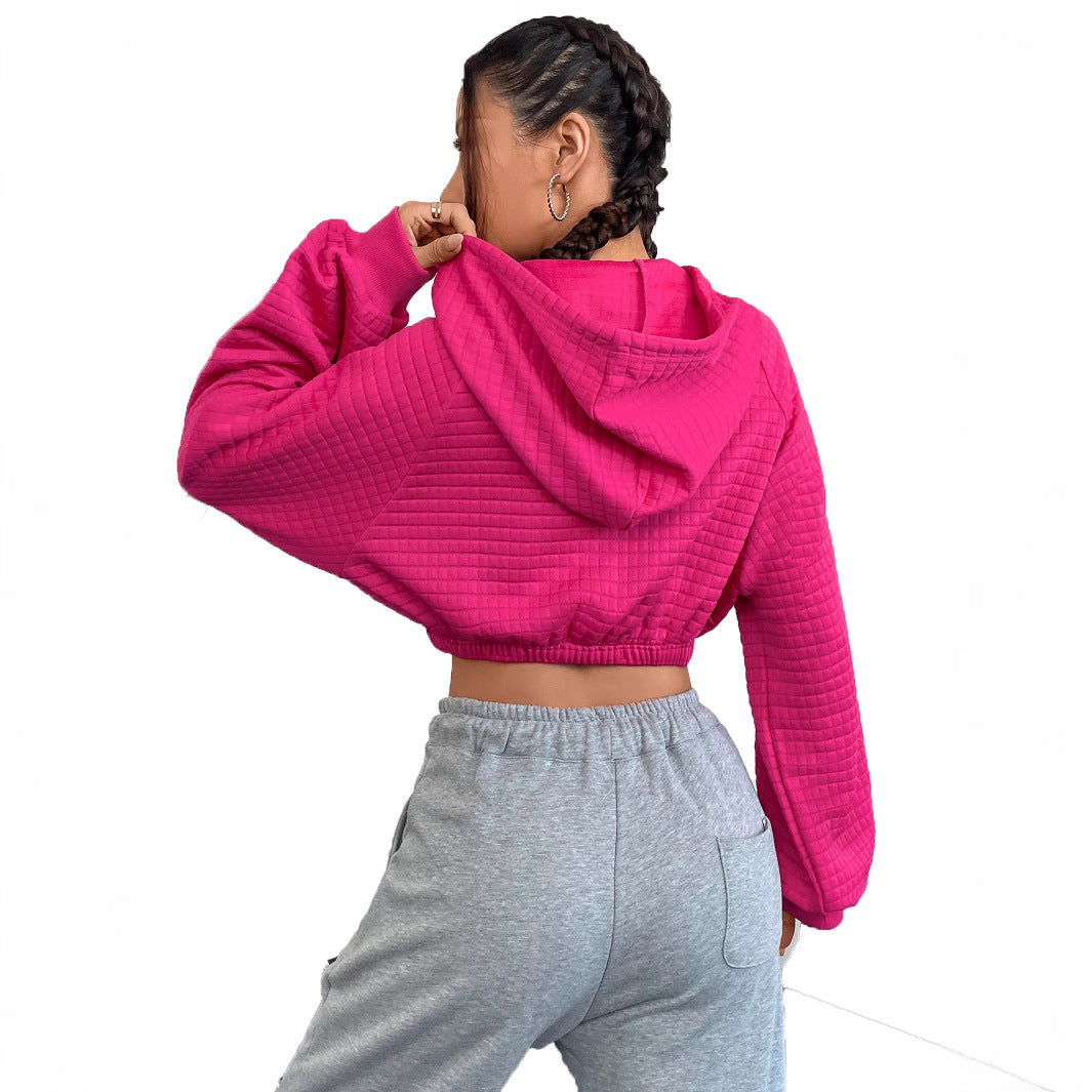 Damen Cropped Hoodie Strukturiertes Design Norvielle