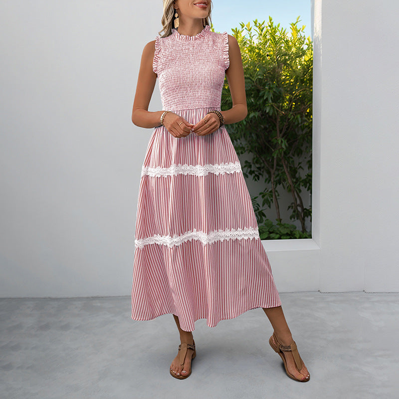 Damen Maxikleid Gestreift Voluminöse Rüschen Norvielle