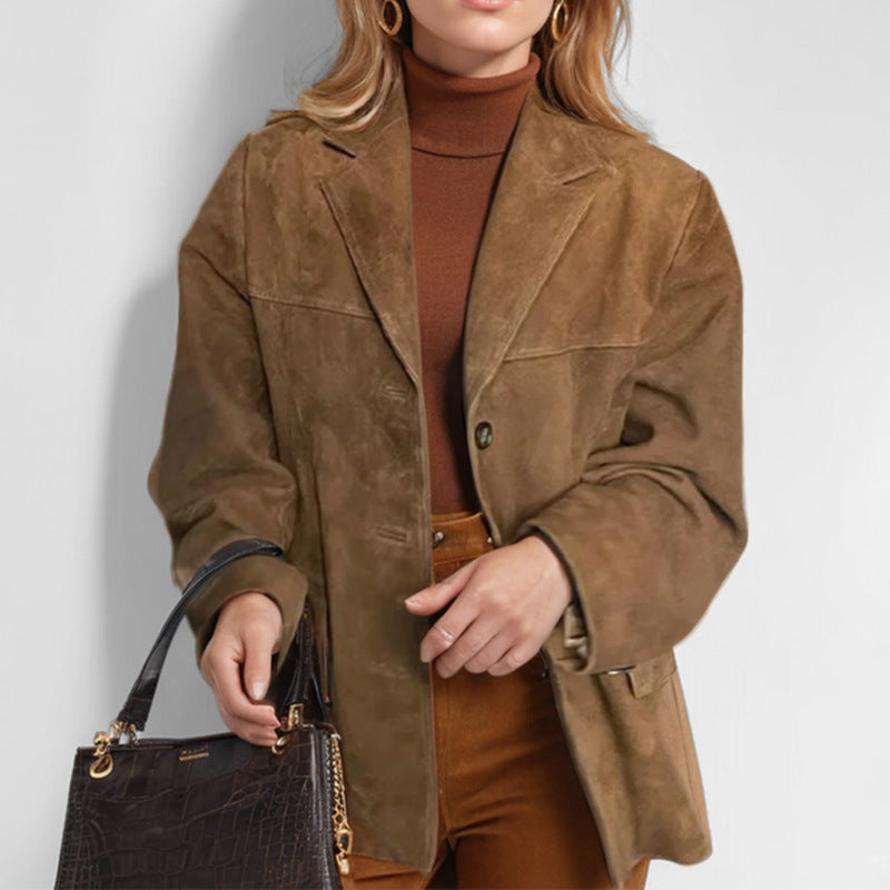 Damen Wildlederjacke Lässige Passform Norvielle - Norvielle
