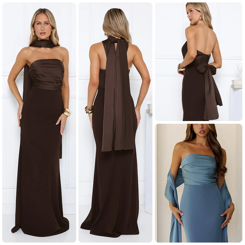 Damen Abendkleid Schulterfrei Fließend Norvielle - Norvielle