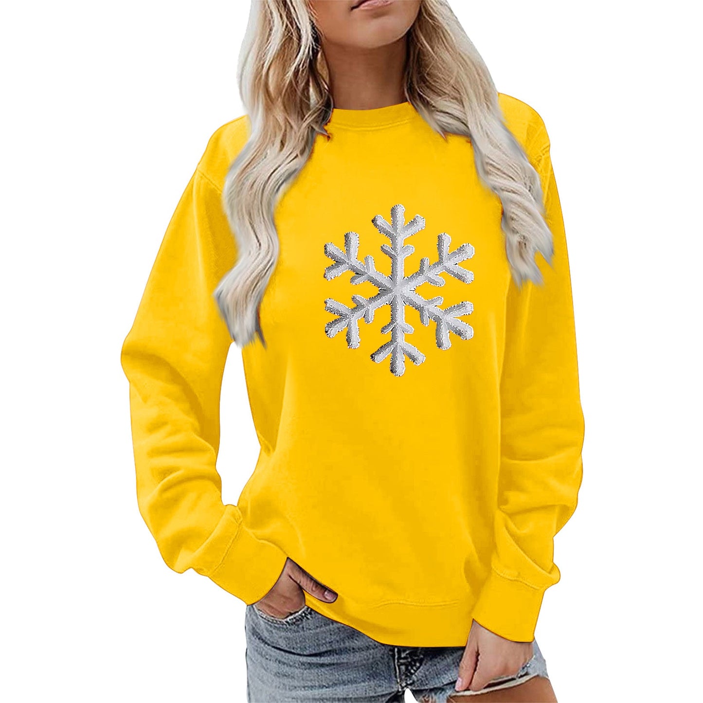 Damen Sweatshirt Schneeflockenmotiv Lässig Norvielle