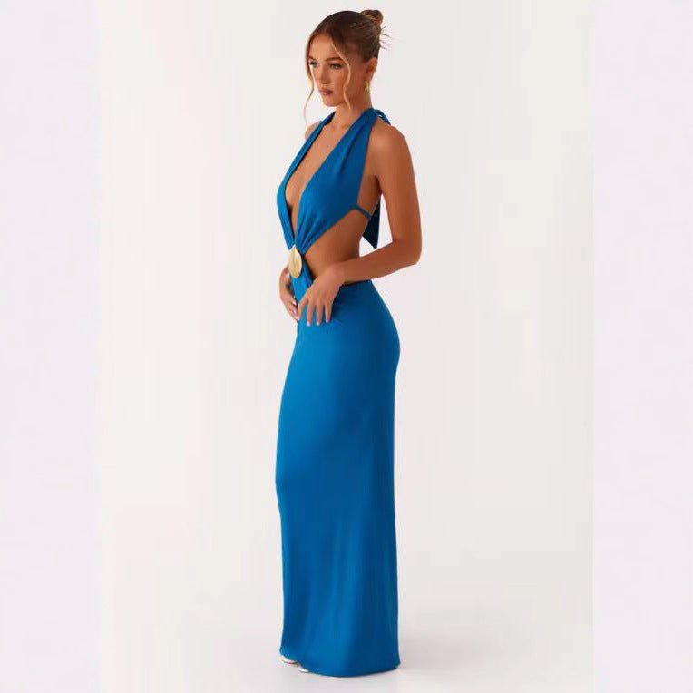 Damen Abendkleid V-Ausschnitt Cut-Out-Design Norvielle