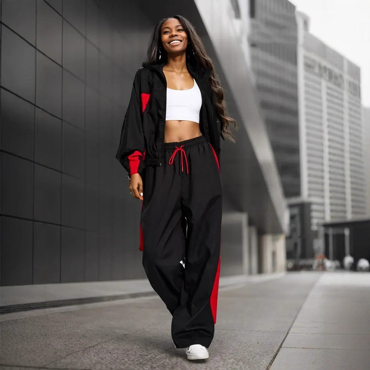 Damen Sportset Lässige Jacke Breite Hose Norvielle