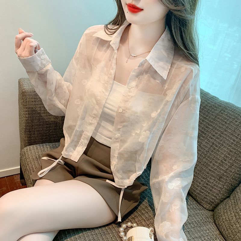 Damen Bluse Transparent Floral Design