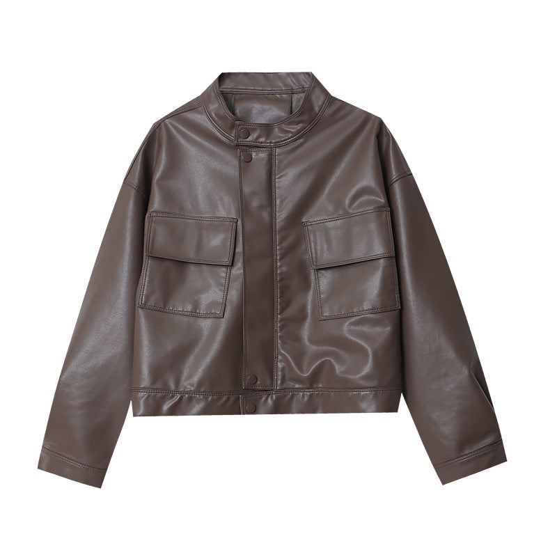 Damen Kunstlederjacke mit Taschen