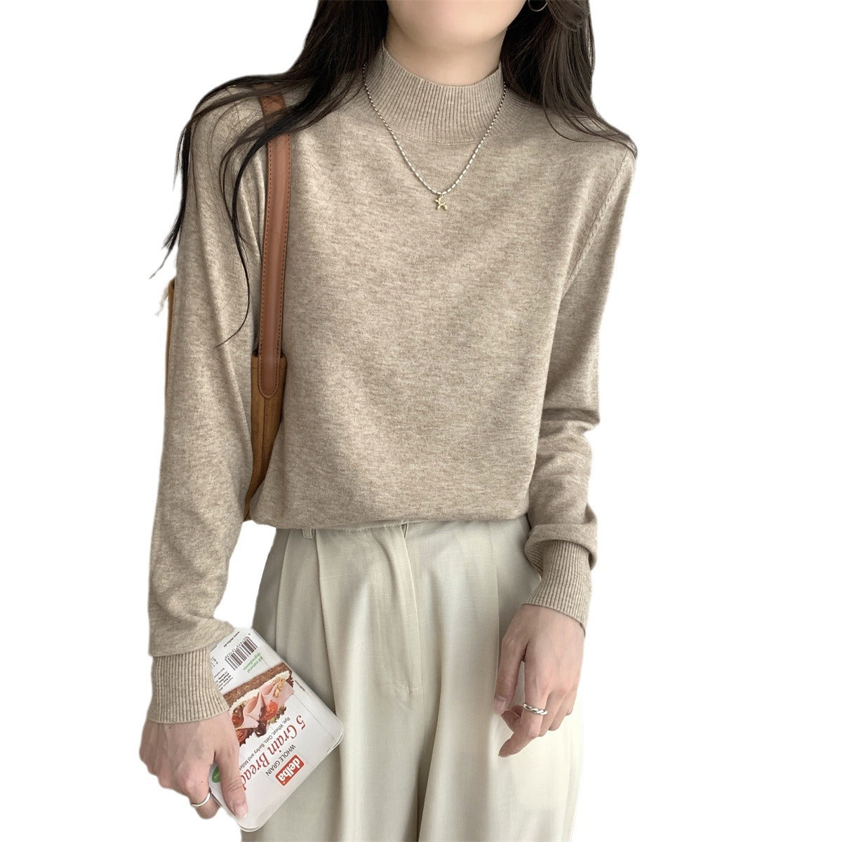 Damen Feinstrickpullover Stehkragen Lässig Norvielle