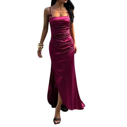 Damen Maxikleid Elegantes Raffdesign
