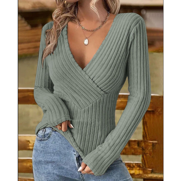 Damen Pullover V-Ausschnitt Figurbetonend Norvielle