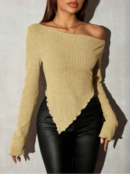 Damen Asymmetrischer Strickpullover Norvielle