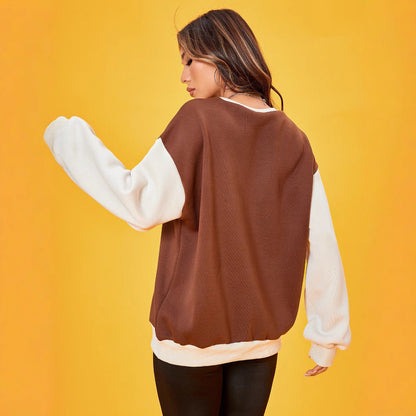 Damen Sweatshirt Puffärmel Dekoratives Logo Norvielle
