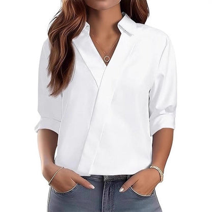 Damen Bluse V-Ausschnitt Strukturiertes Design Norvielle