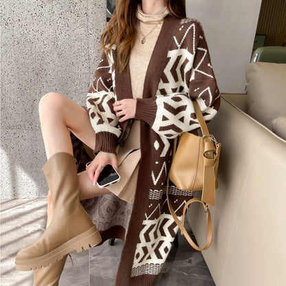 Damen Strickjacke Ethno-Style Weitschnitt Norvielle
