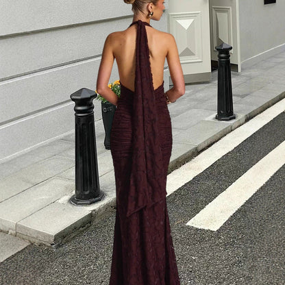 Damen Maxikleid mit V-Ausschnitt Gerafftes Design Norvielle