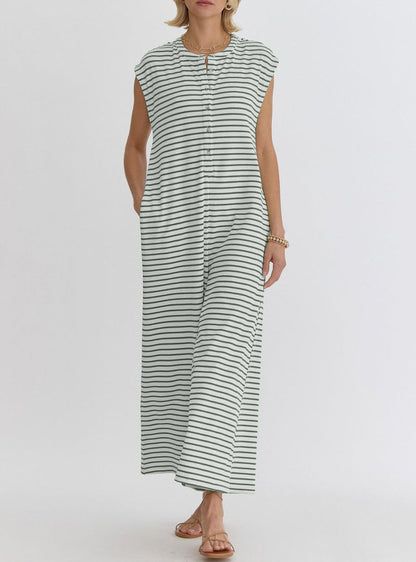 Damen Jumpsuit Streifenmuster Baumwolle Bequem