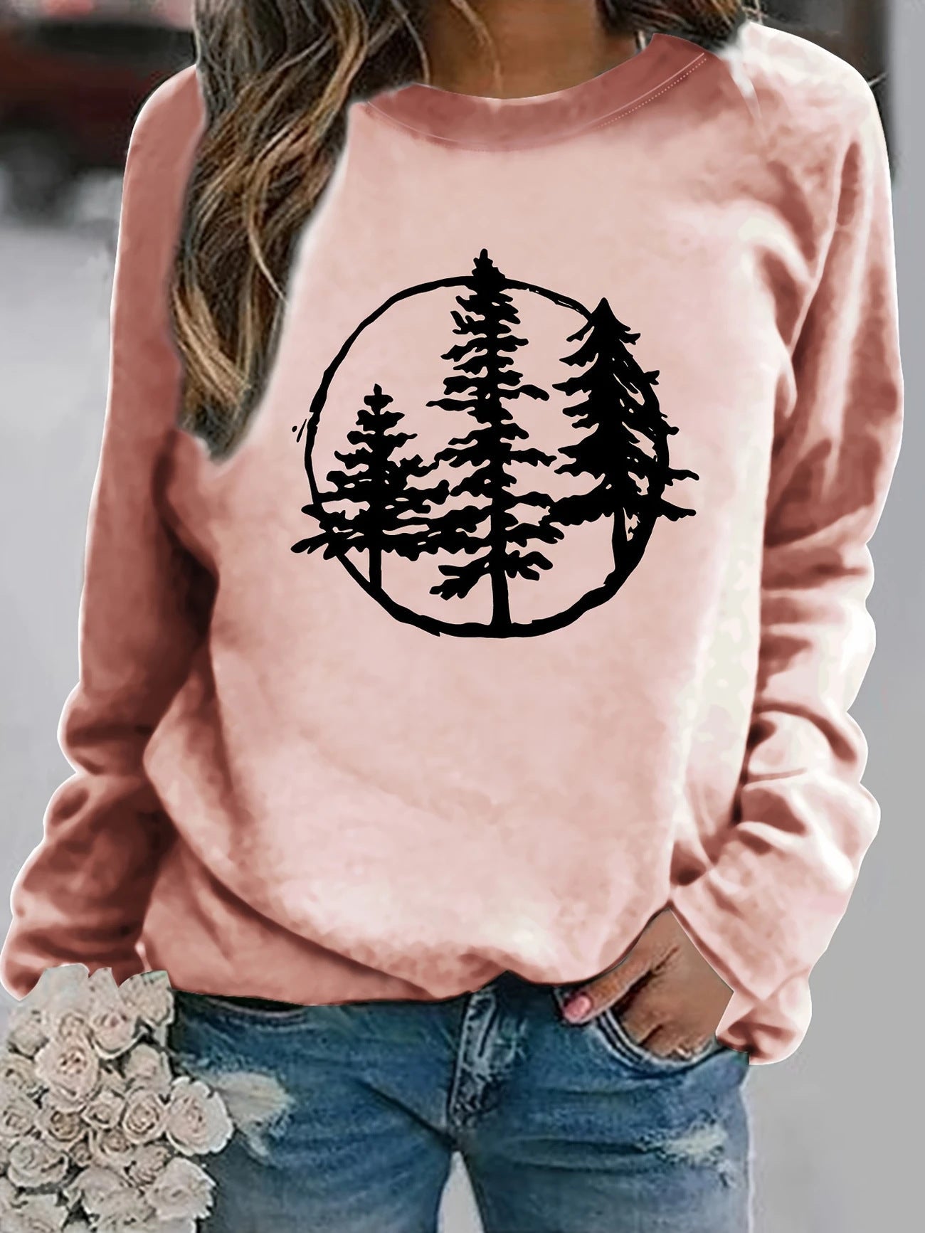 Damen Sweatshirt Naturmotiv Lässiger Schnitt Norvielle
