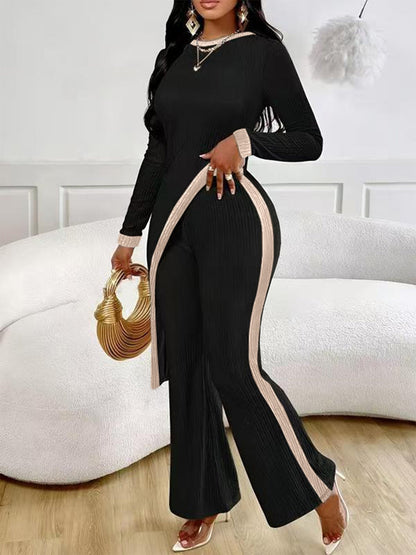 Damen Jumpsuit Asymmetrisch Kontrastpaspel