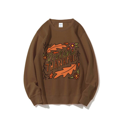 Damen Sweatshirt Bunt Herbstmotiv Baumwolle