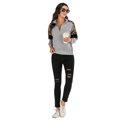 Damen Pullover Tiermuster Hochkragen Norvielle
