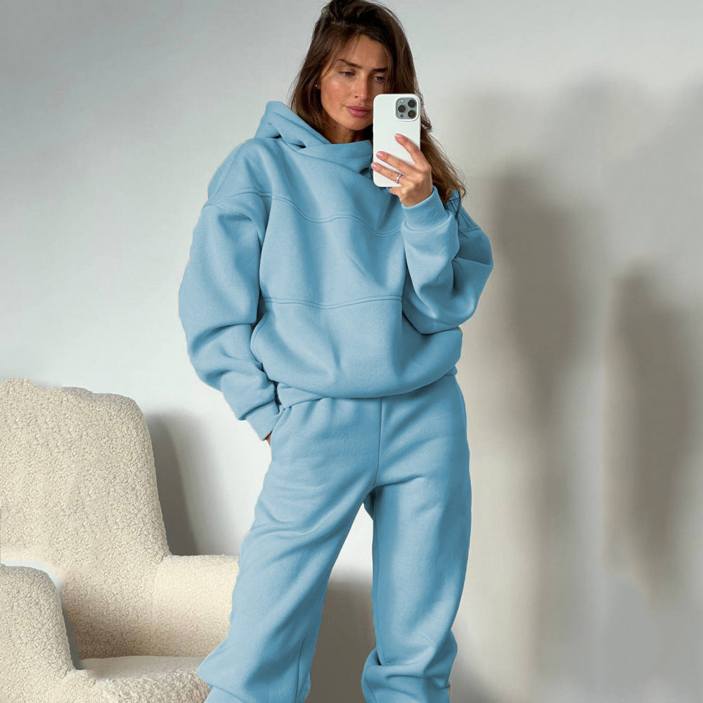 Damen Sportliches Kapuzen-Sweatshirt und Jogginghose Set