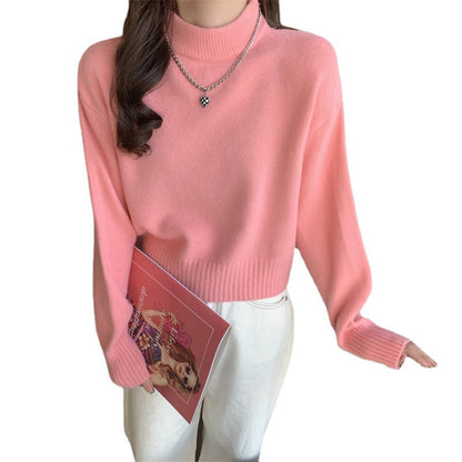 Damen Rollkragenpullover locker Strick Beige
