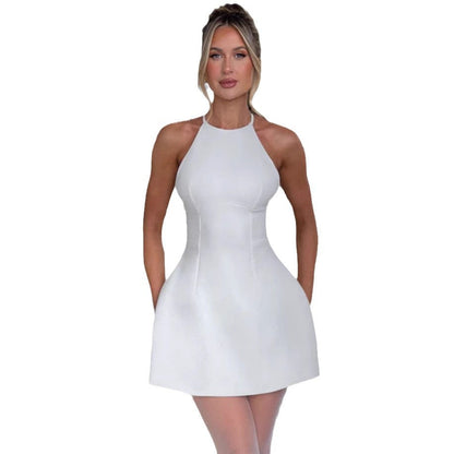 Damen A-Linien Minikleid Schmales Halterdesign Figurschmeichelnd