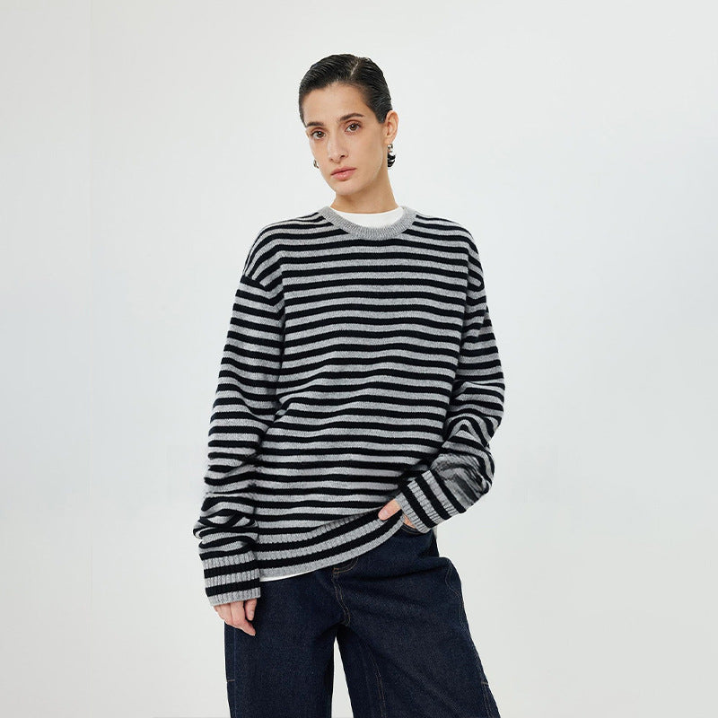 Damen Rollkragenpullover Streifenmuster Norvielle