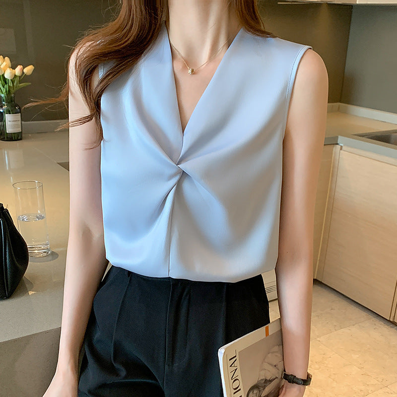 Damen Ärmelloses Oberteil Wickeldesign Elegantes Jersey - Norvielle