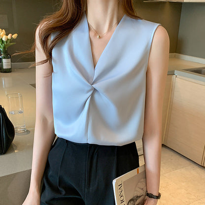 Damen Ärmelloses Oberteil Wickeldesign Elegantes Jersey - Norvielle