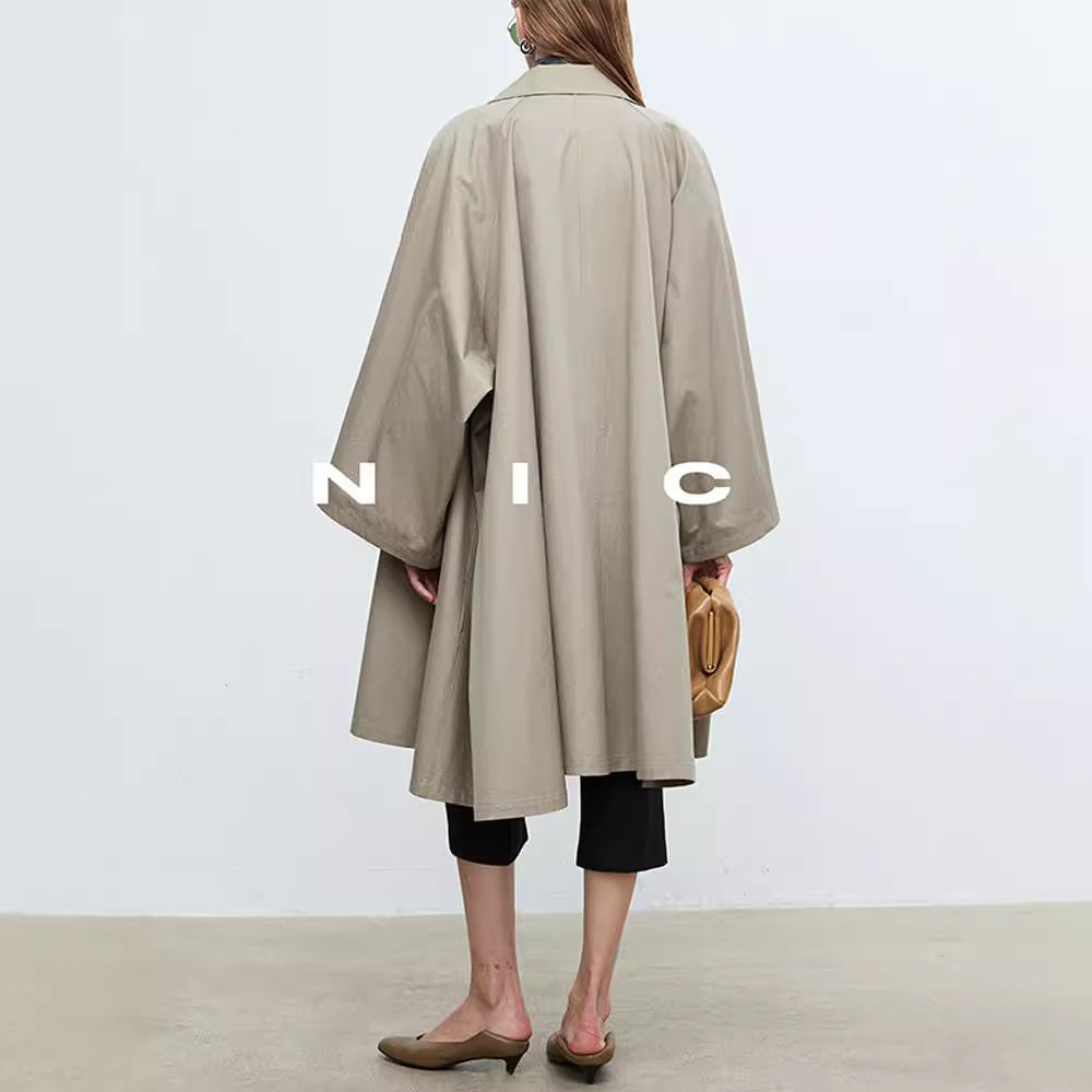 Damen Trenchcoat Lässig Übergroße Ärmel Beige