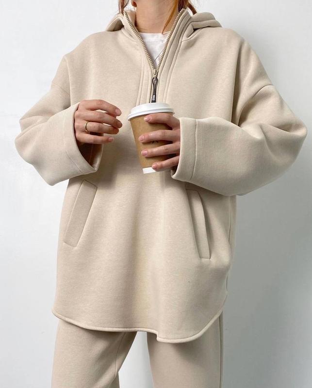 Damen Fleece-Jogginganzug Oversized Reißverschluss Norvielle